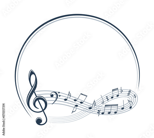The stylized symbol with music notes.
