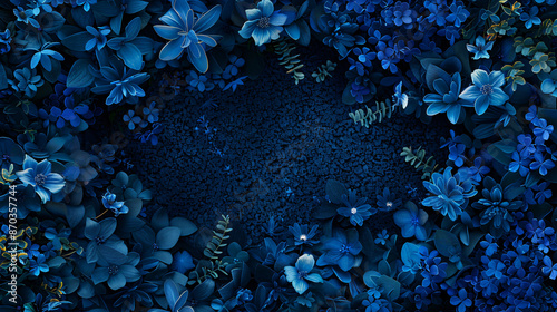 Beautiful blue flowers background. A floral pattern with many blooming Phalaenopsis hybrid orchid plants. A top view in the style of folded hybridis plants.


