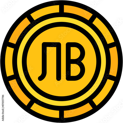 Vector Icon Lev, Bulgaria, Currency, Coin, Money