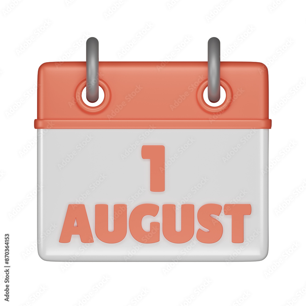 1 August Calendar 3d icon 1 August Calendar 3d icon
