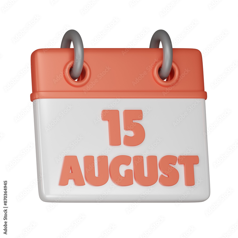 15 August Calendar 3d icon 15 August Calendar 3d icon