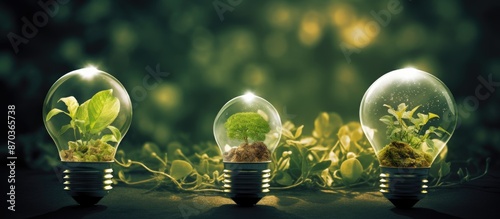 Collection of images promoting green energy and sustainable development with copy space image.