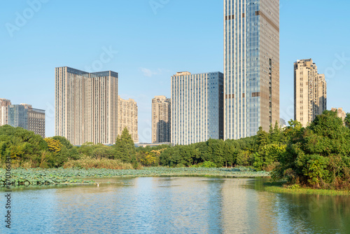 Lakeside modern office building in China