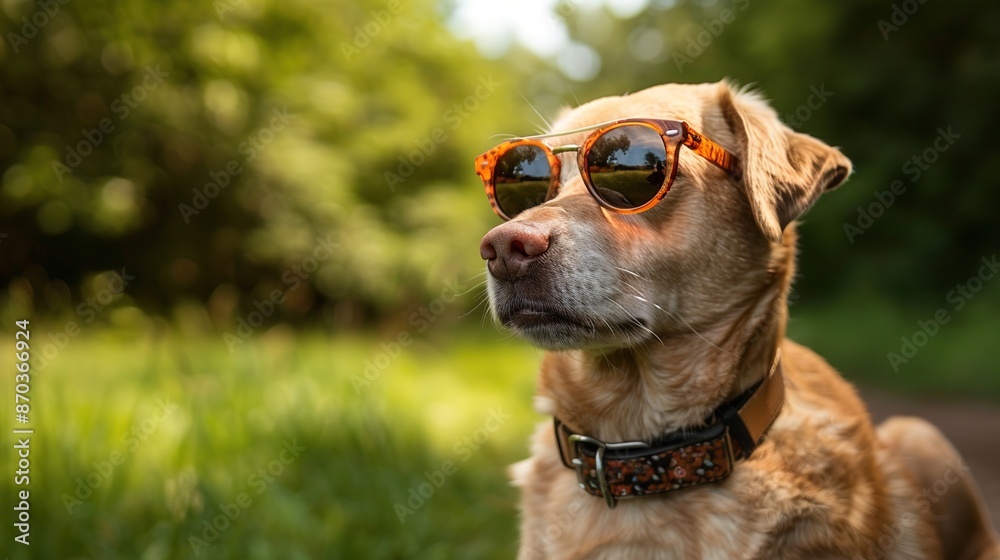 Dog Portrait with Stylish Sunglasses and Collar Dog Portrait with Stylish Sunglasses and Collar