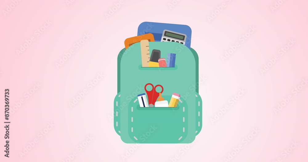 Image of school bag icon floating against copy space on pink background Image of school bag icon floating against copy space on pink background