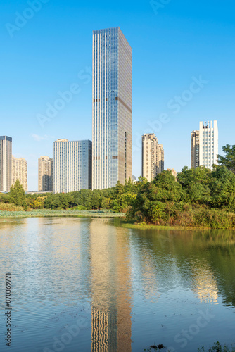 Lakeside modern office building in China