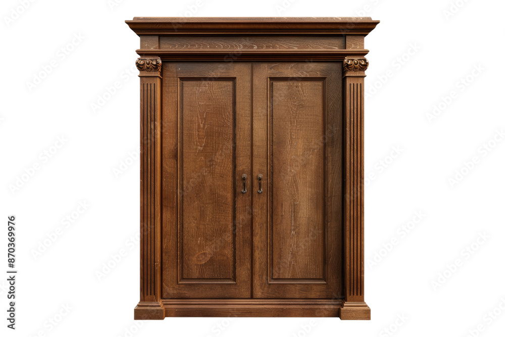 Brown closed cupboard isolated on transparent background Brown closed cupboard isolated on transparent background