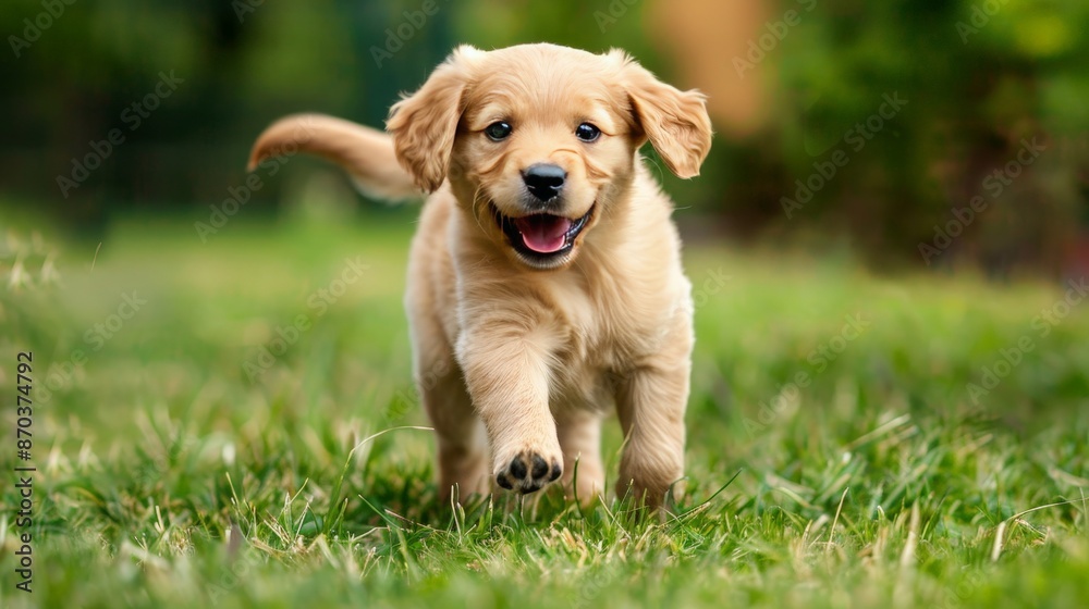 A playful puppy bounds through the grass, its joyful energy and wagging tail bringing smiles to everyone it meets. A playful puppy bounds through the grass, its joyful energy and wagging tail bringing smiles to everyone it meets.