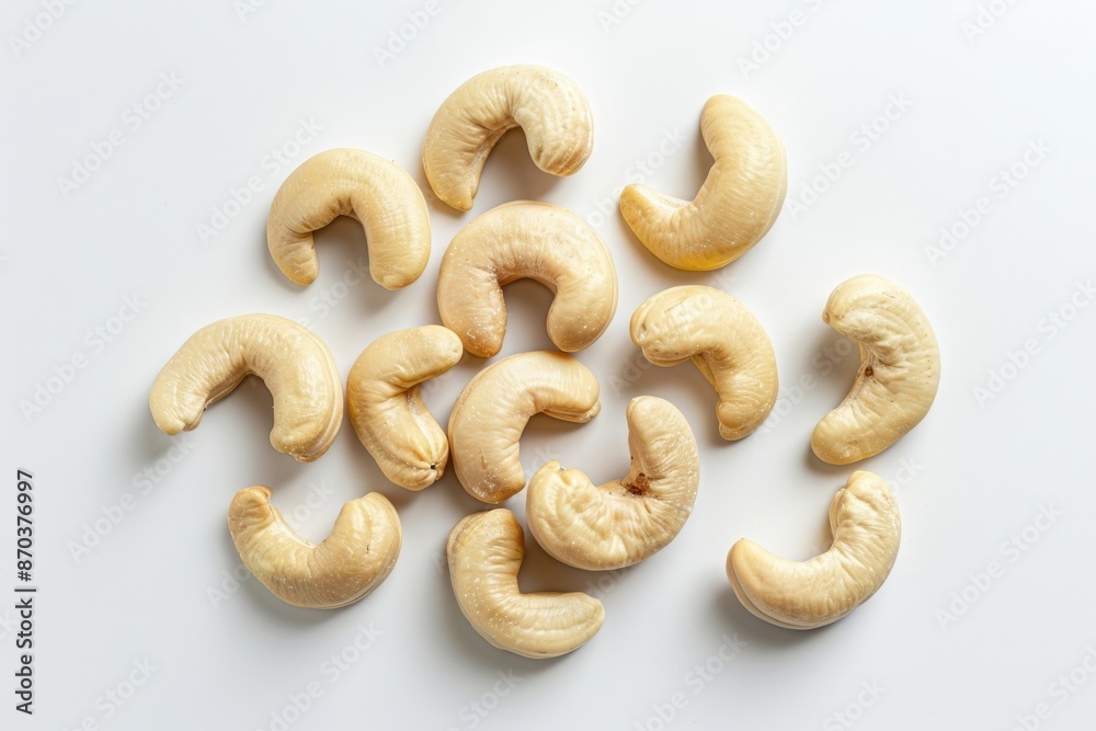 Cashew nut isolated on white background. Top view. Flat lay. Cashew nut isolated on white background. Top view. Flat lay.