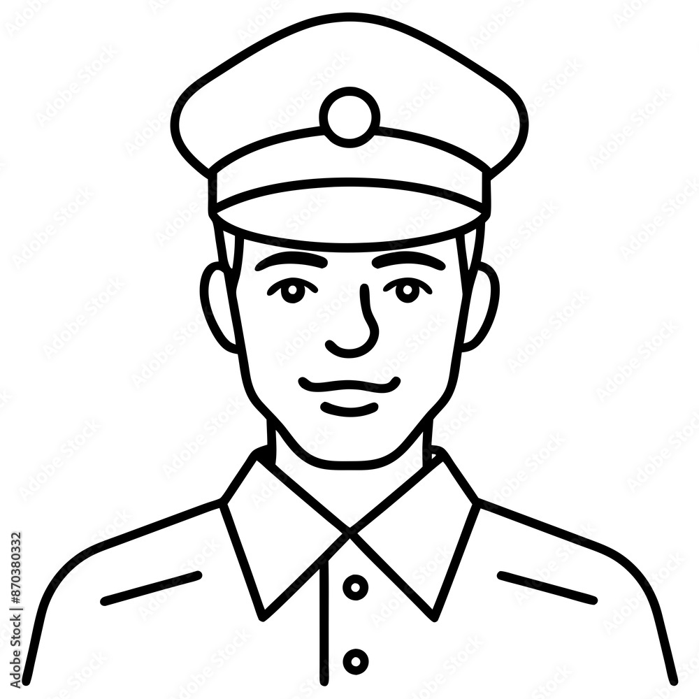 Police officer icon vector line art illustration. Police officer icon vector line art illustration.