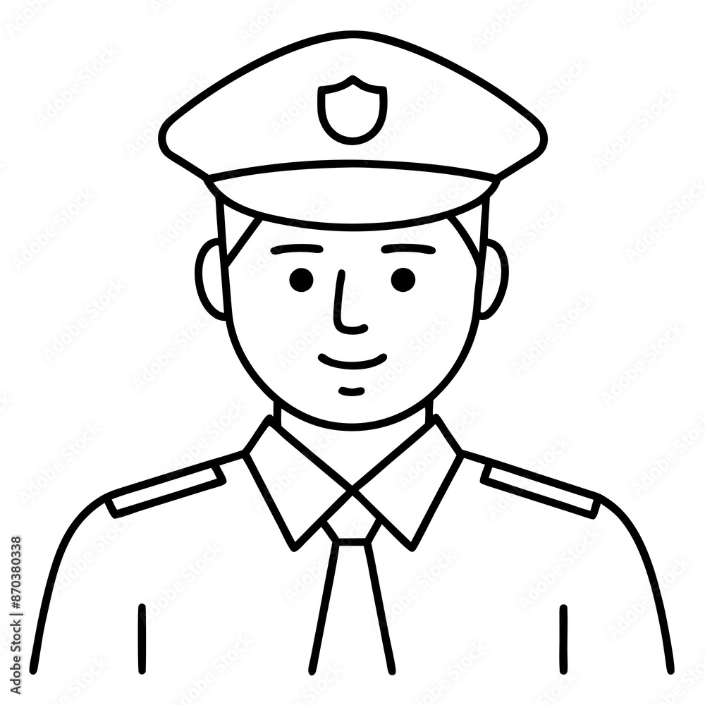 Police officer icon vector line art illustration. Police officer icon vector line art illustration.