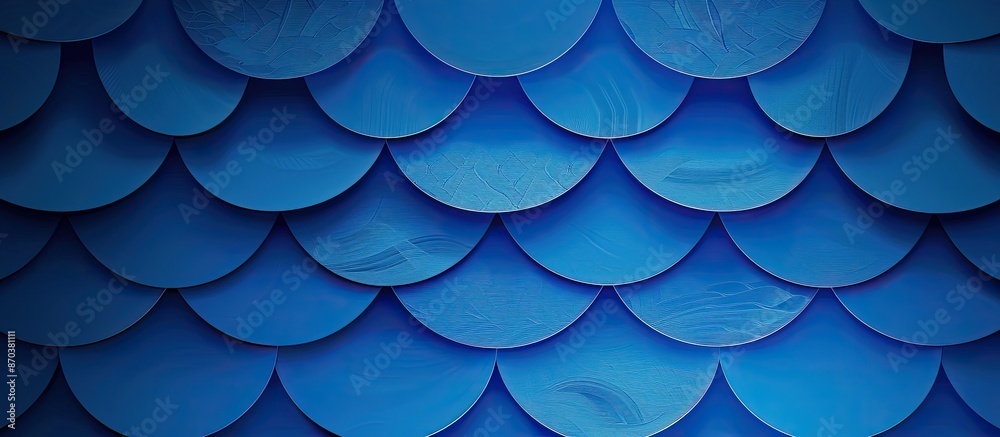 Abstract background in classic blue color gradient with a Japanese pattern resembling fish scales, perfect for use as a copy space image. Abstract background in classic blue color gradient with a Japanese pattern resembling fish scales, perfect for use as a copy space image.