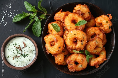 Traditional Kerala tea time snack  Uzhunnu vada with coconut chutney photo