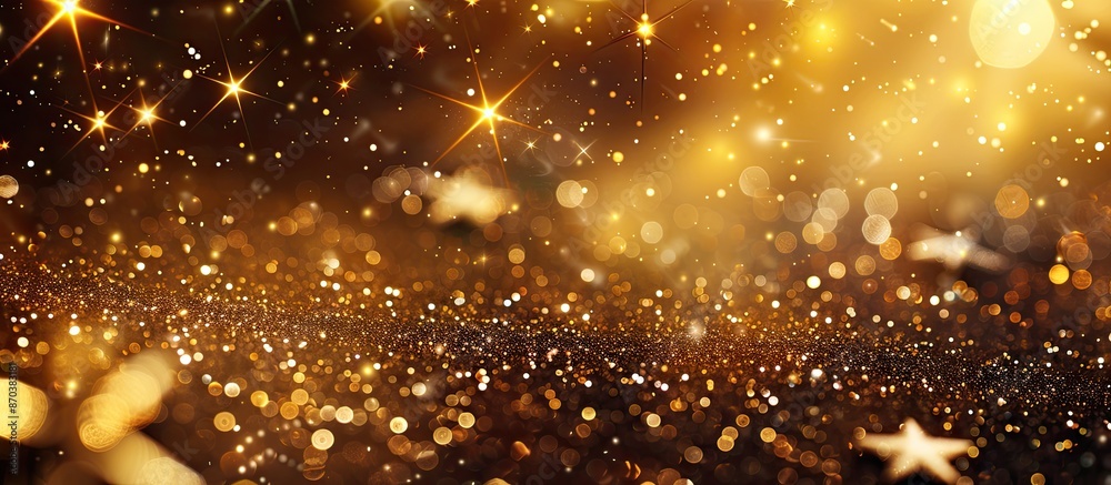 An elegant abstract background with twinkling lights, stars, and copy space image, perfect for a festive Christmas setting. An elegant abstract background with twinkling lights, stars, and copy space image, perfect for a festive Christmas setting.