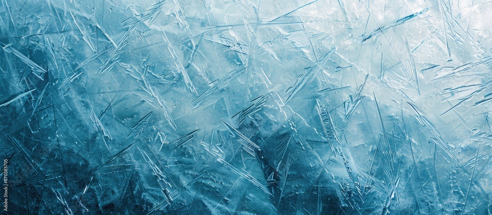 Obraz premium Detailed close-up copy space image of scratched blue ice surface for texture or background.