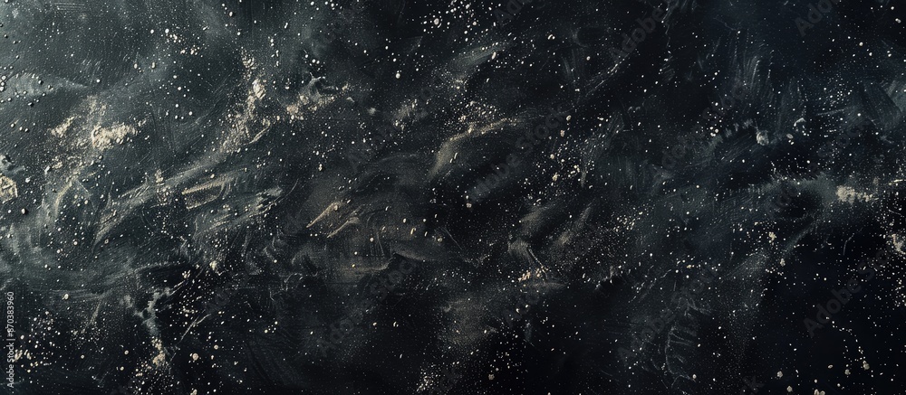 Fototapeta premium Black chalkboard with chalk dust creating a rustic chalkboard texture, providing ample copy space image for text or designs.