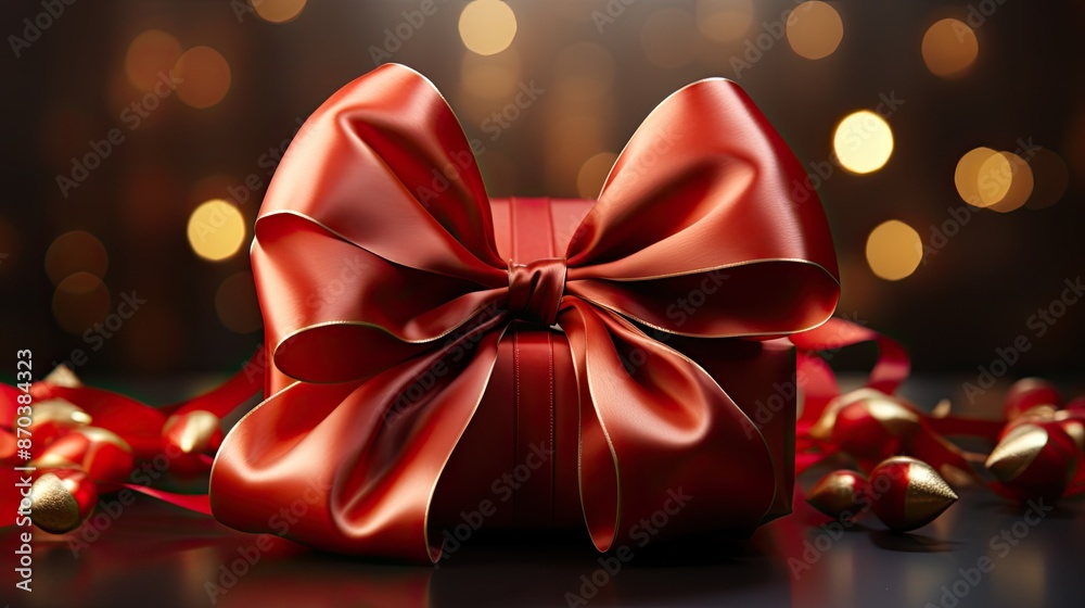 a red bow with silver dots on it a red bow with silver dots on it