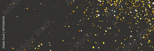 Gold glittering dust with stars on transparent backdrop