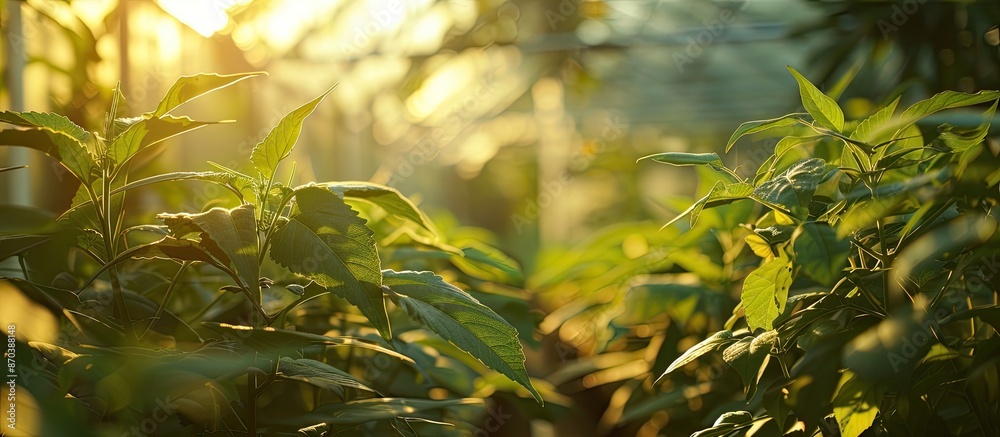 Obraz premium A greenhouse cultivating Japanese crops with great potential with copy space image.