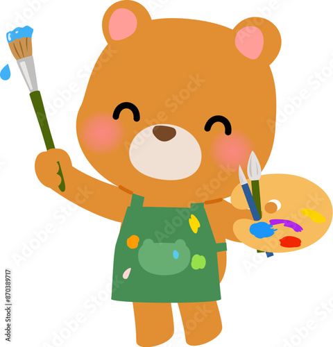 絵筆とパレットを持ったクマのキャラクター