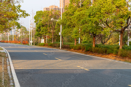 Empty urban road and buildings in the city