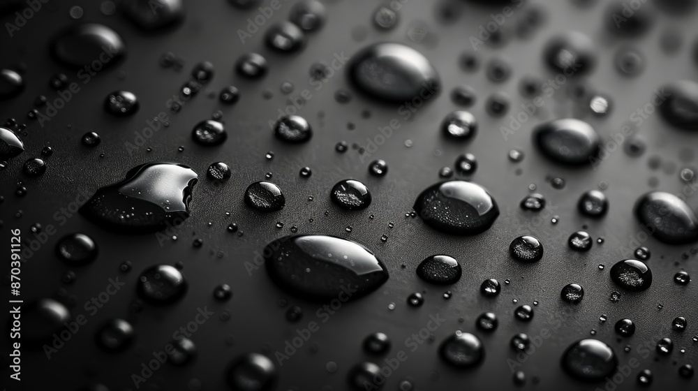 Water Droplets on Black Surface