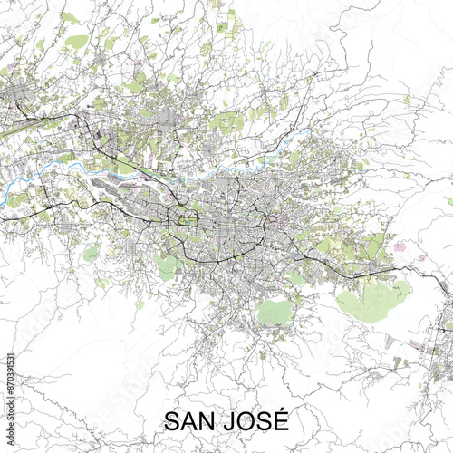 San José, Costa Rica map poster art