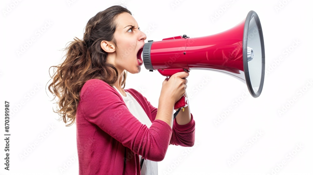 a woman yelling into a megaphone a woman yelling into a megaphone