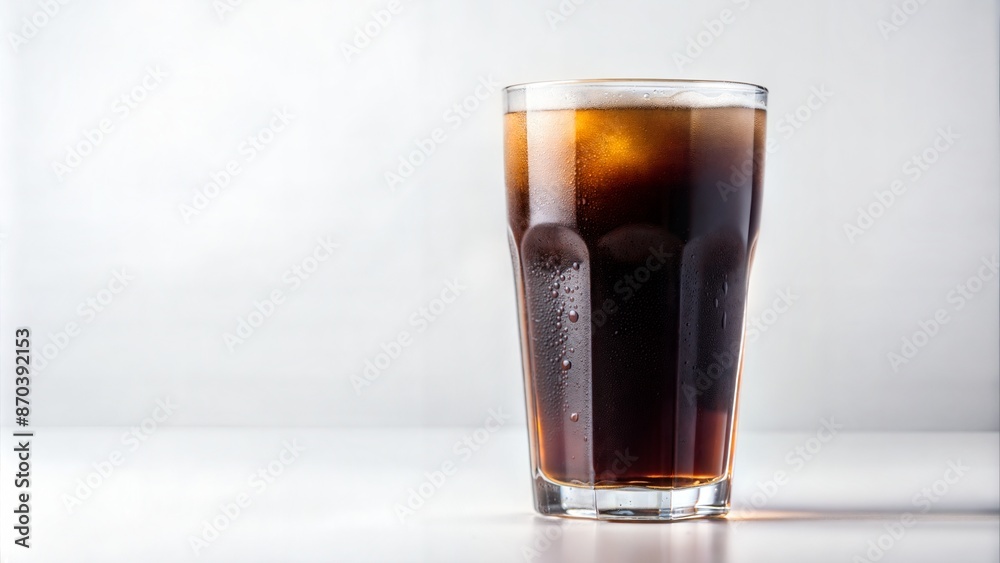 glass of root beer isolated on white background, minimal glass of root beer isolated on white background, minimal