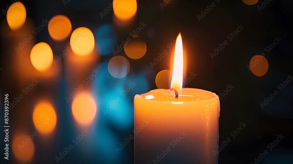 burning candles on defocused dark background