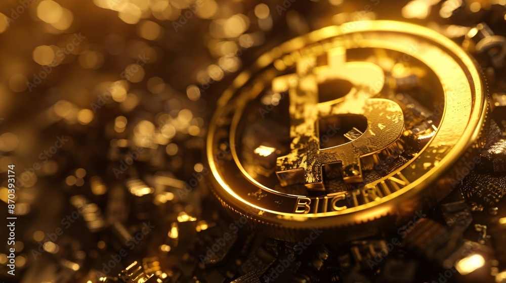 a gold coin with a bitcoin symbol on top of it a gold coin with a bitcoin symbol on top of it