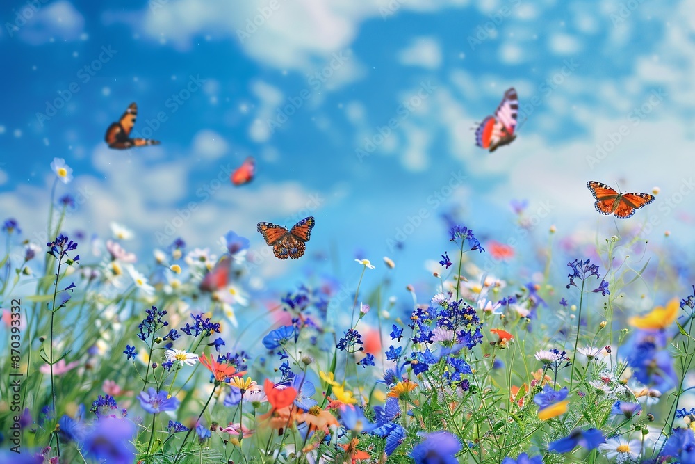 butterflies flying in the sky