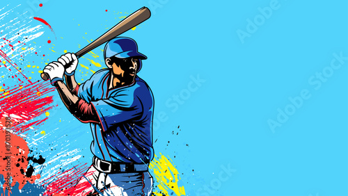Baseball player. Baseball cap. Baseball sport theme vector illustration.
