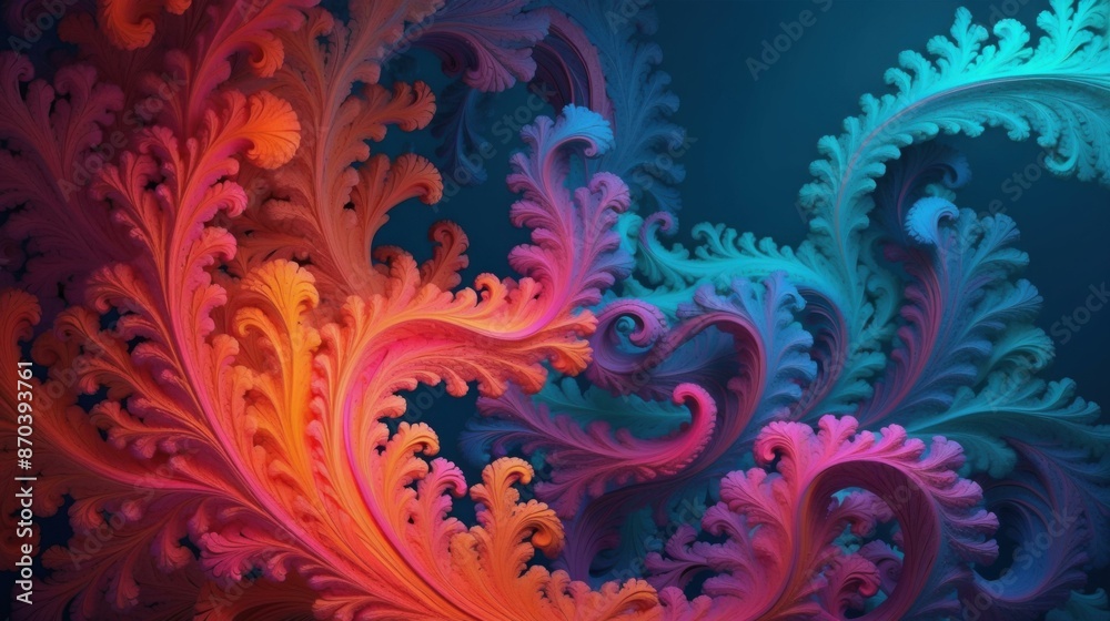 Fractal art with a beautiful gradient of colors. AI. Fractal art with a beautiful gradient of colors. AI.