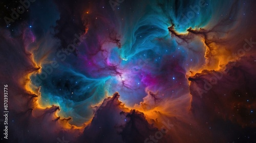 A beautiful image of a nebula in space. AI.