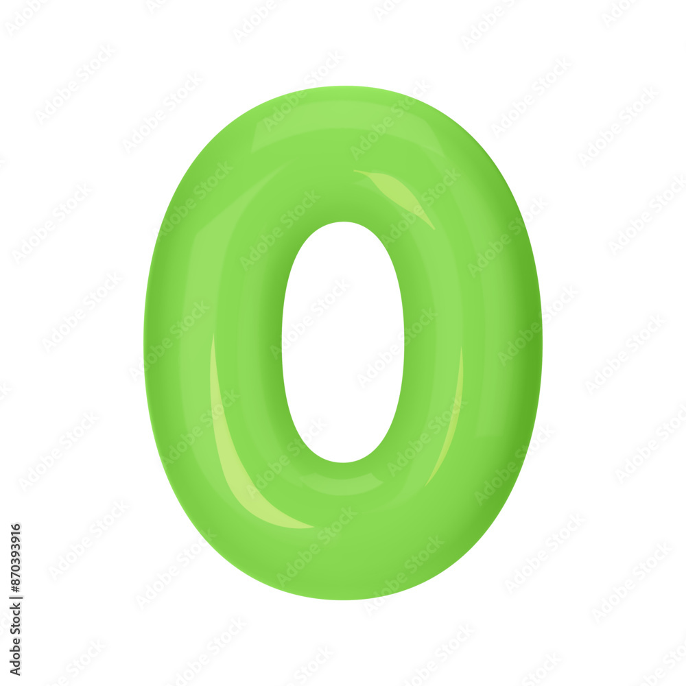 Numeral 0 - Green Plastic Balloon Number zero Isolated on White Background. 3D Style Vector Illustration Numeral 0 - Green Plastic Balloon Number zero Isolated on White Background. 3D Style Vector Illustration