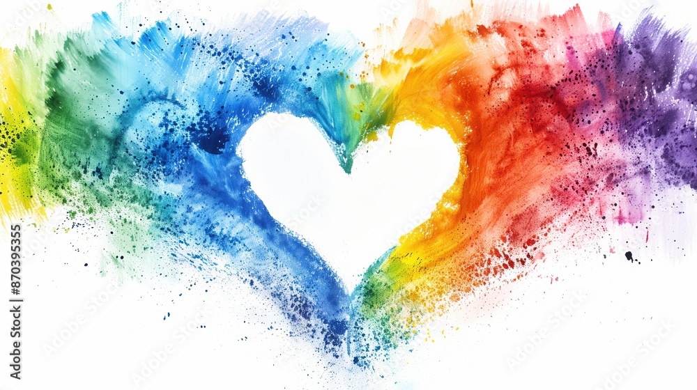 Fototapeta premium Colorful rainbow color powder splash background isolated on white, colorful powder explosion