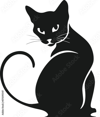 Set of black cats looking out the window. Collection of cartoon cats peeking of the corner. Funny peeking pets. Playful kitten. Vector illustration on white background