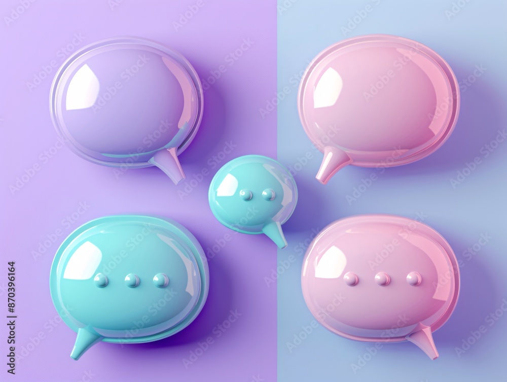 a group of blue and pink speech bubbles a group of blue and pink speech bubbles