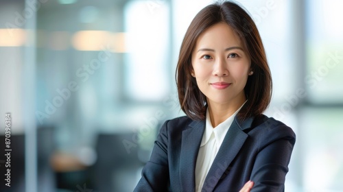 Wallpaper Mural Elegant Asian businesswoman portrait, stylish corporate outfit, modern office background, poised demeanor Torontodigital.ca