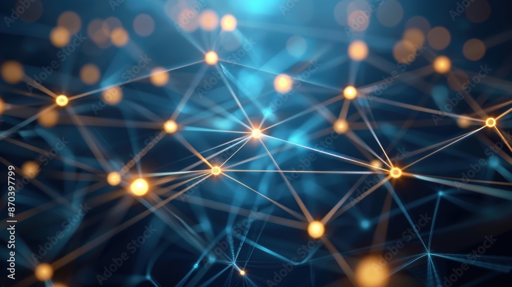 Fototapeta premium Abstract idea network, glowing nodes, high-tech background, innovative connections