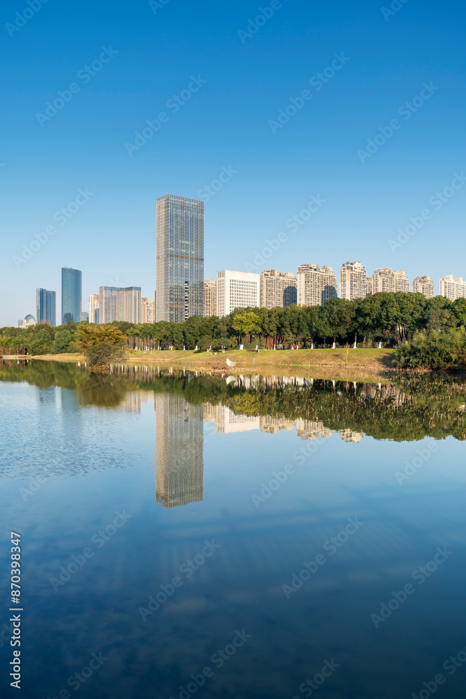 Fototapeta premium Lakeside modern office building in China