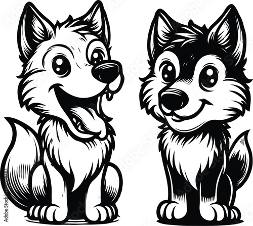 husky puppy cartoon drawing