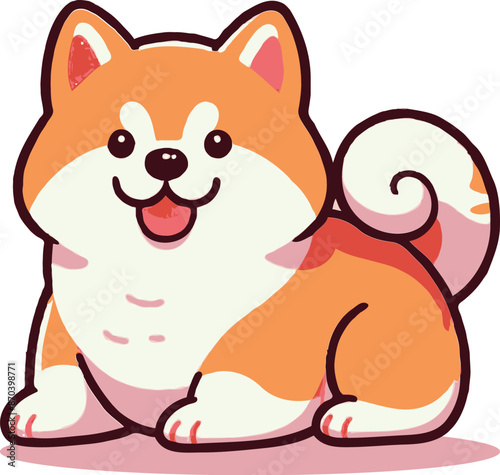 Set of cute fat dogs kawaii style. Collection of lovely little shiba inu puppy in different poses. Can be used for t-shirt print, stickers, greeting card design.