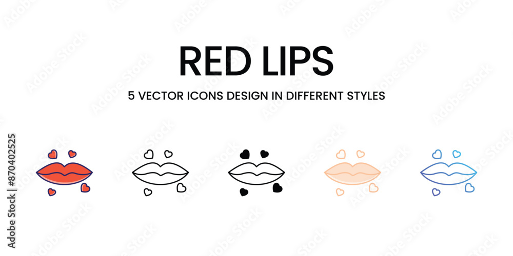 RED LIPS icons set vector illustration. vector stock RED LIPS icons set vector illustration. vector stock