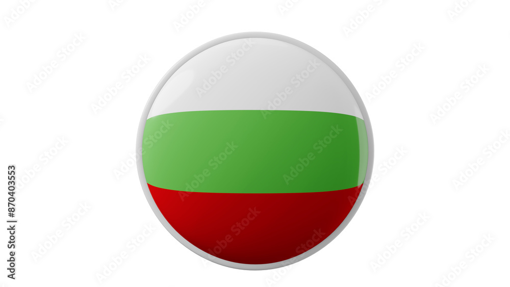 Bulgaria, bulgarian Circle flag icon . Transparent backgound. 3d rendered with alpha channel. Round shape. 	