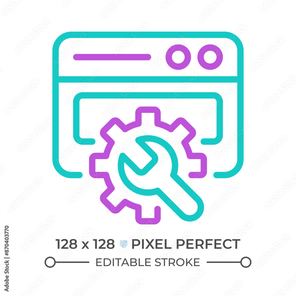 Website configuration two color line icon. Web page adjustment and customization. Manage site. Webdesign bicolor outline symbol. Duotone linear pictogram. Isolated illustration. Editable stroke Website configuration two color line icon. Web page adjustment and customization. Manage site. Webdesign bicolor outline symbol. Duotone linear pictogram. Isolated illustration. Editable stroke