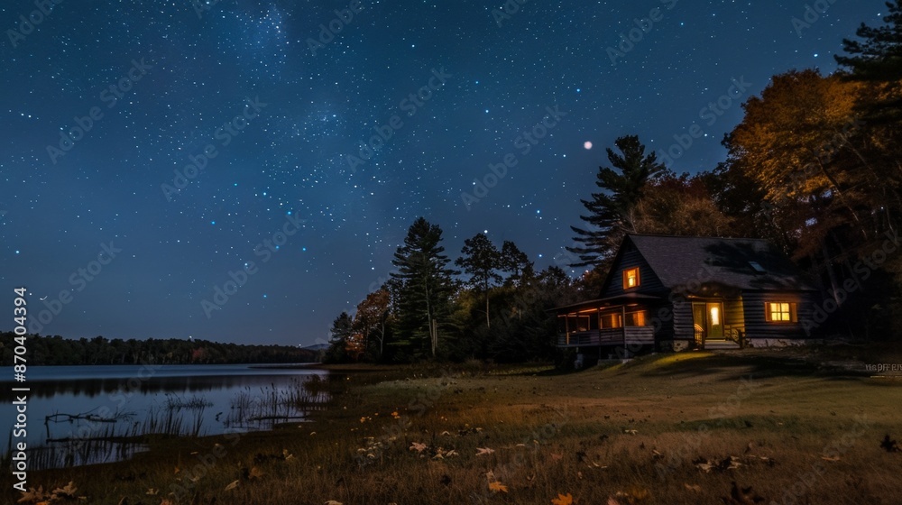 Fototapeta premium Autumn skies clear, revealing a blanket of stars that twinkle overhead in the crisp night air.