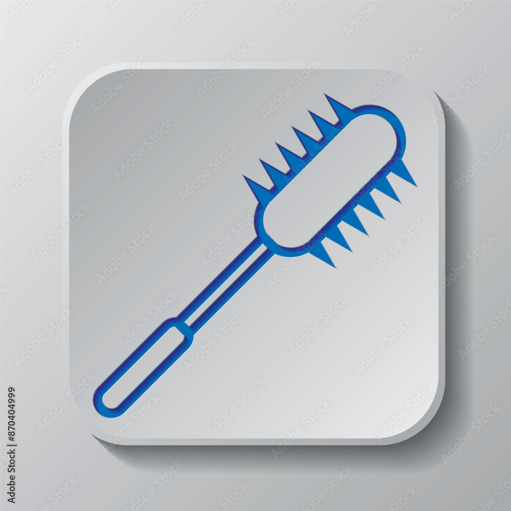 Mace simple icon vector. Flat design. Paper cut design. Cutted blue symbol with shadow. Gray badge button, gray background Mace simple icon vector. Flat design. Paper cut design. Cutted blue symbol with shadow. Gray badge button, gray background