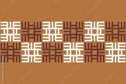 Hand drawn abstract afro geometric seamless border pattern, ethnic background, simple style - great for textiles, banners, wallpapers, wrapping paper